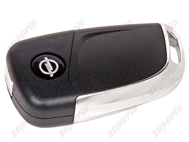 Ключ замка зажигания Opel (выкидной без платы, 3 кнопки, с эмблемой, хром)