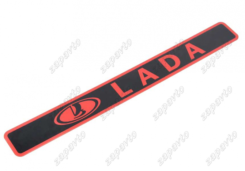 Наклейка порога LADA красная надпись на черном фоне 44х5 см