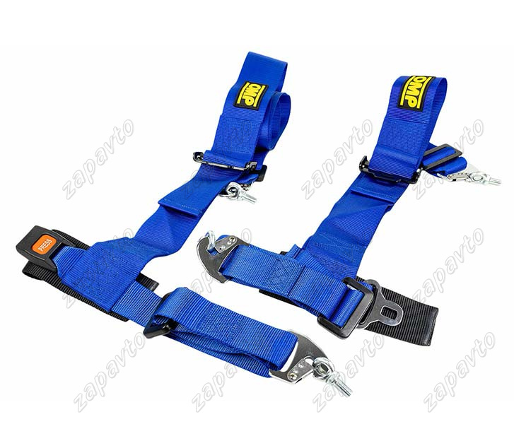Ремни безопасности STREET OMP style 4-х точечные (синие)