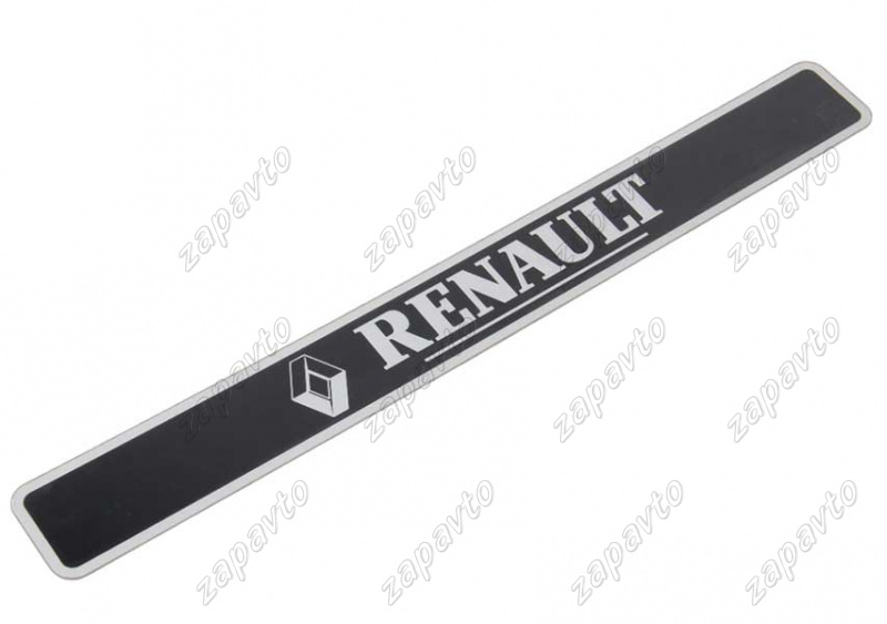 Наклейка порога RENAULT серебристая надпись на черном фоне 44х5 см