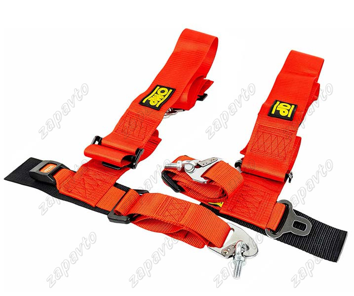 Ремни безопасности STREET OMP style 4-х точечные (красные)
