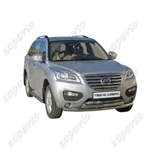 Защита переднего бампера Lifan X60 труба двойная 63,5мм (окрашенная) (2013-) ТЕХНО СФЕРА