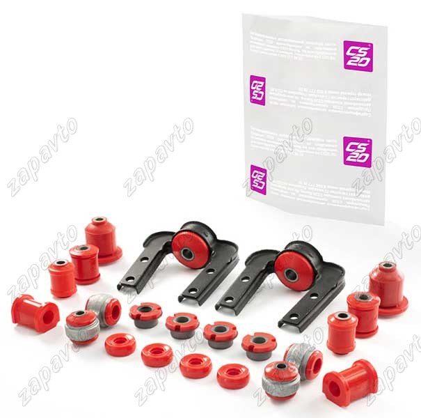 Комплект полиуретановых втулок и сайлентблоков 1118 Калина (полиуретан красный) DRIVE CS20