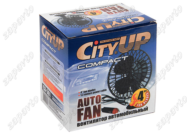 Вентилятор автомобильный CityUP (на присоске, 12V, 4", лопасти 10х16 см) пластиковый корпус